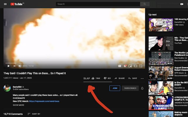 Davie504 Youtube SLAP LIKE from Chrome web store to be run with OffiDocs Chromium online